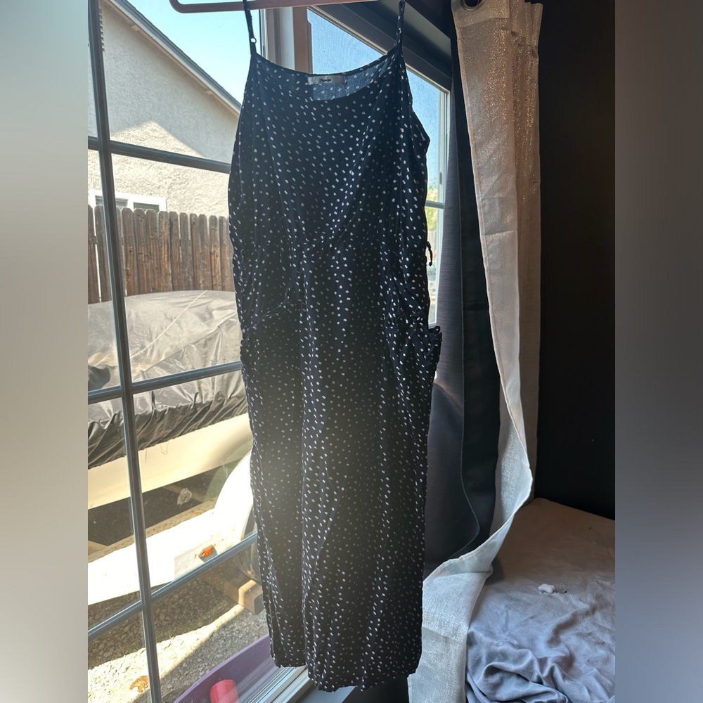 Dark Blue Polka Dot Ankle Length Summer Dress